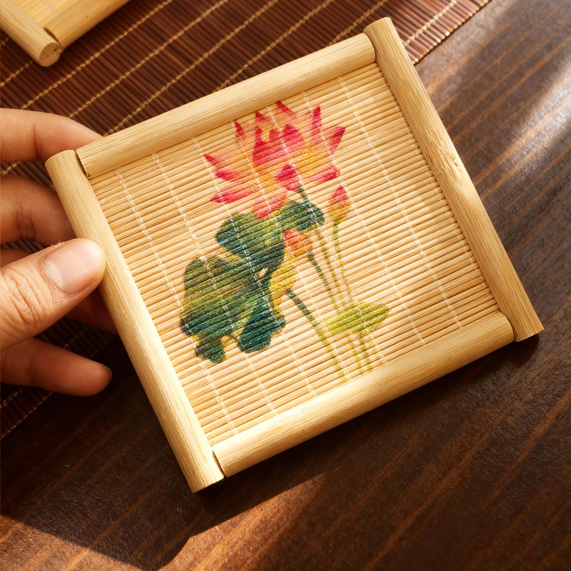 Japanese Tea - Conjunto de 5 Porta-Copos de Bambu