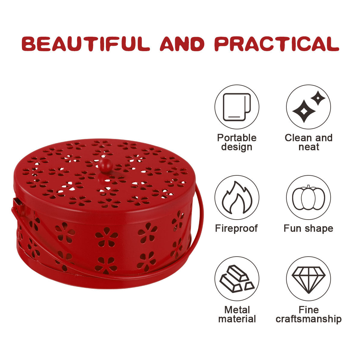 Incense Holder - Caixa de metal resistente ao fogo,