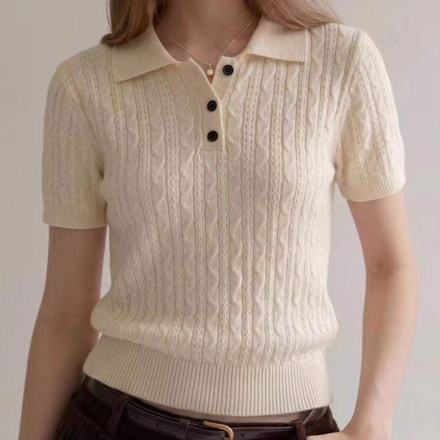 Camisa Polo Feminina de Malha  - Matcha avaliação e preço