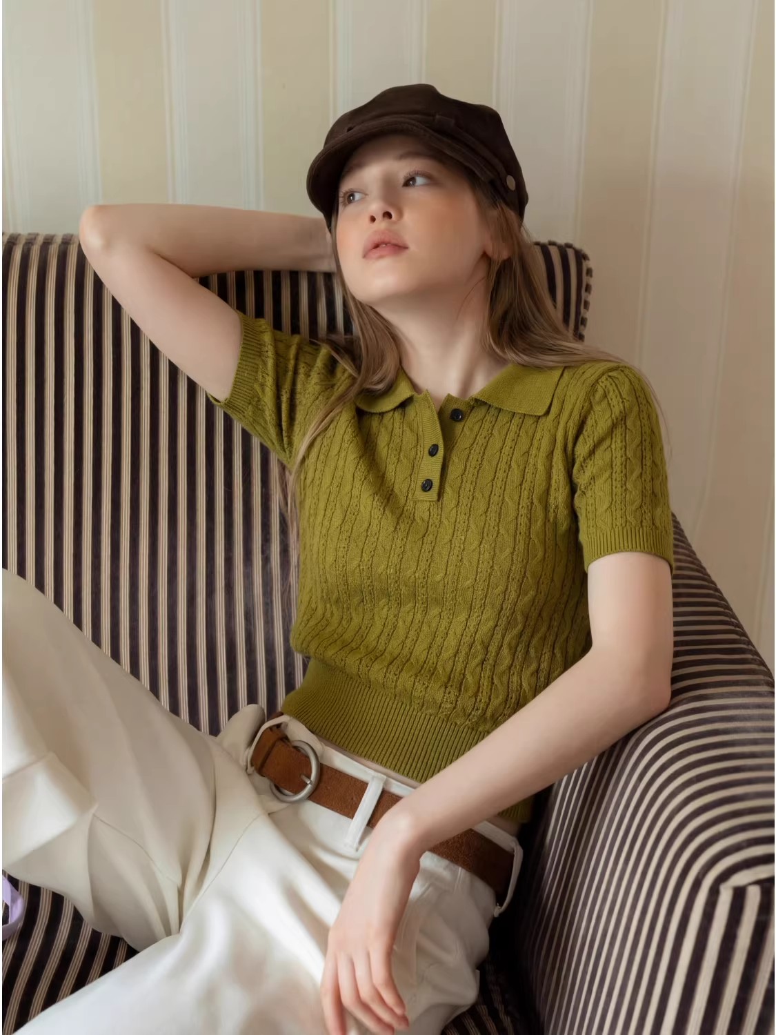 Camisa Polo Feminina de Malha  - Matcha avaliação e preço